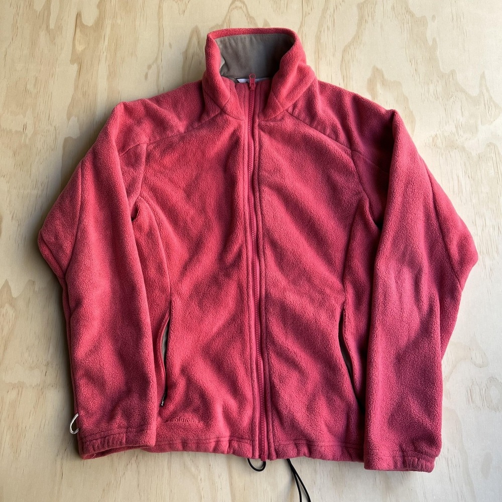 Columbia Fleece Jacket Womens Medium Red Full Zip Interchange Casual Outdoor